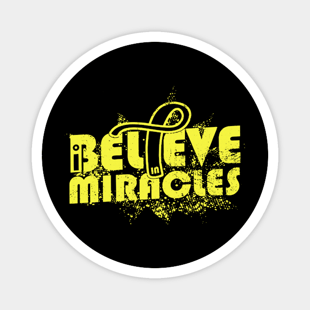 I Believe In Miracles Hydrocephalus Awareness Yellow Ribbon Warrior Support Survivor Magnet by celsaclaudio506